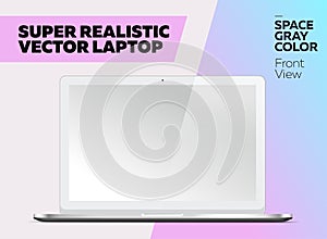 Super Realistic Vector Notebook with Blank Screen.