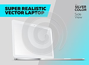 Super Realistic Vector Notebook with Blank Screen.