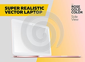 Super Realistic Vector Notebook with Blank Screen.