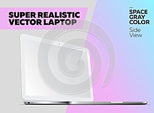 Super Realistic Vector Notebook with Blank Screen.