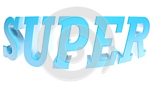 SUPER red write on white background - 3D rendering illustration