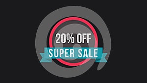 Super sale 20% off word illustration use for landing page,website, poster, banner, flyer,sale promotion,advertising, marketing.