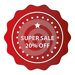 super sale 20 percent off stamp on white