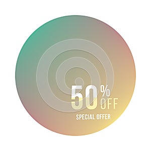 Super sale 50 discount square poster format and flyer. Template for design advertising and banner on colour background. Flat vecto