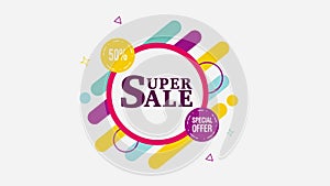 Super Sale 50% off motion tag. Alpha channel.
