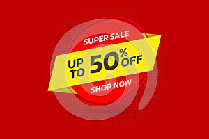 Super sale Banner Discount 50% vector illustration