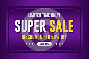 Super sale banner promotion purpple color gradient photo