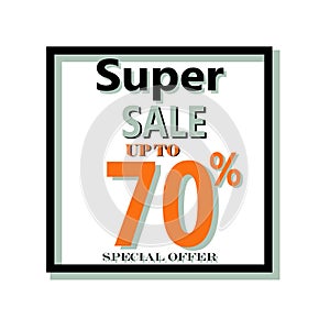 Super sale banner. Sale and discounts. Vector poster illustration. Super Sale lettering calligraphy card.