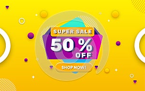 Super Sale banner template with editable text effect