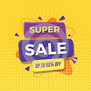 Super sale banner with yellow background