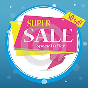 Super Sale for clearance at 50 off It s a hot deal sale poster a colorful background. Wow Special offer sale poster or