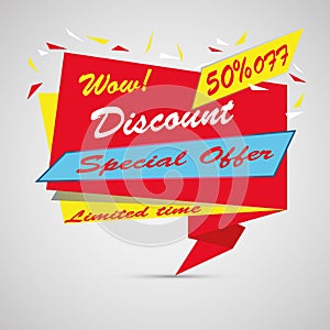 Super Sale for clearance at 50 off It s a hot deal sale poster a colorful background. Wow Special offer sale poster or