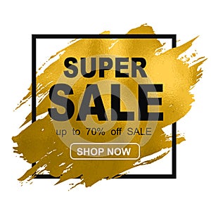 Super sale golden baner concept - vector