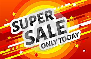 Super sale poster, banner. Design template. Sale and discounts. Product promotion. Vector.