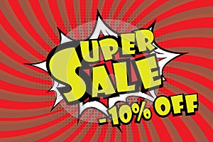 Super sale pricetag in comic pop art style