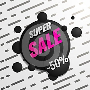 Super sale template. Sale and discounts. Up to 50 off Vector illustration. Promotion template design for print or web