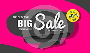 Super sale template. Sale and discounts. Up to 50 off Vector illustration. Promotion template design for print or web
