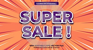 Super sale text effect template. Editable text effect. Promotional sale style