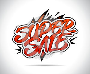 Super sale vector lettering banner design, graffiti street style photo