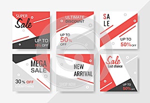 Super set sale and discount promo backgrounds with abstract geometric pattern. Modern promotion web banner for social media and