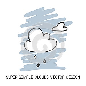 Super simple cloud hand-drawn doodle style vector design. Nature elements concept. Cute clouds quick simple drawing