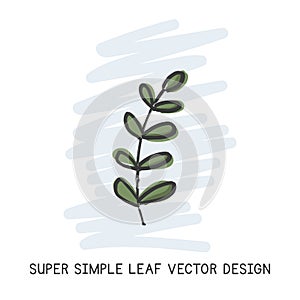 Super simple tiny leaf hand-drawn doodle style vector design. Nature elements concept. Cute green leaf quick simple drawing