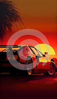 Super Speed Car and Sunset