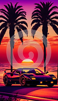 Super Speed Car and Sunset