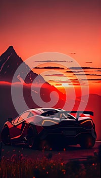 Super Speed Car and Sunset