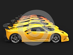 Super sports cars in warm color pallete - from yellow to red