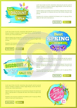 Super Spring Big Sale Advertisement Labels Flowers