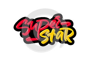 Super star hand drawn modern brush lettering text