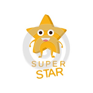 Super Star Word And Corresponding Illustration, Cartoon Character Emoji With Eyes Illustrating The Text photo