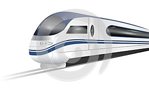 Super streamlined high-speed train isolated on white background.