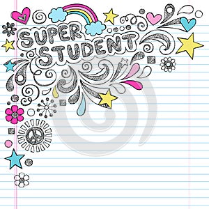 Super Student Back to School Sketchy Doodles Vecto