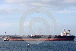 Super tanker moored in harbour