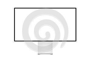 Super trendy realistic thin frame professional monitor mock up with blank white screen isolated.