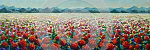 Super wide panorama flowers paintings painting impressionism