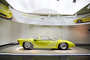 A superb Alfa Romeo 33/2 Coupe Speciale model on display at The Historical Museum Alfa Romeo