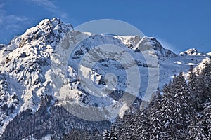 Superb view of Austrian High Tauern Alps in winter