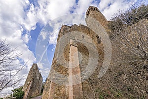 Superb view of the ruins of the Rocca Aldobrandesca of Sovana, Grosseto, Tuscany, Italy