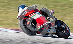 Superbike Racing Motor Bike on a Corner