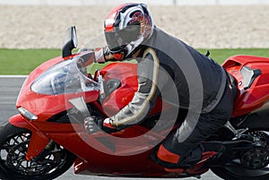 Superbike racing on track