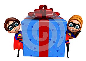 Superboy and supergirl with Giftbox