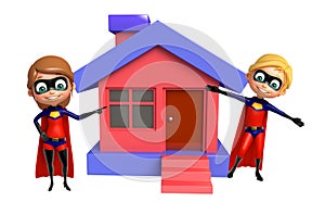 Superboy and Supergirl with Home