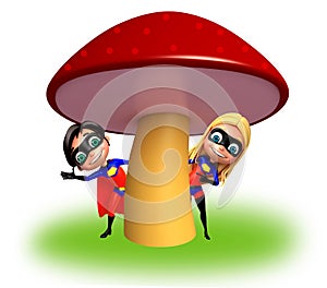 Superboy and supergirl with Mashroom