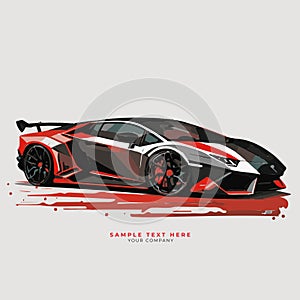 Supercar with an space for text abstract minimalist background