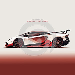 Supercar with an space for text abstract minimalist background