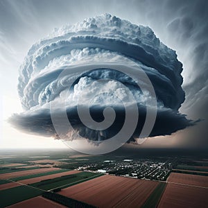 Supercell Cloud A type of severe thunderstorm characterized b a photo
