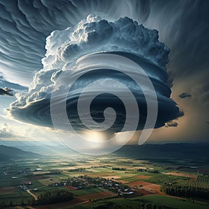 Supercell Cloud A type of severe thunderstorm characterized b a photo